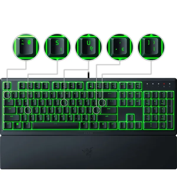 Клавиатура USB-A мембранная, RGB, Ornata V3 X, EN/UK, чёрная Razer (RZ03-04471900-R371) - Фото 6