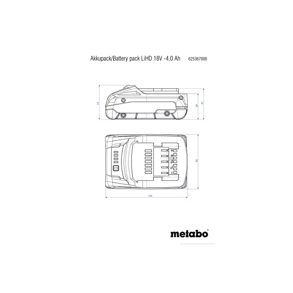 Аккумулятор LIHD 18В 4А·час 0.58кг Metabo (625367000) - Фото 2