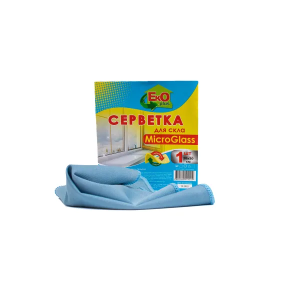 Салфетка микрофибра для стекла 30х30 1 шт ЕКО+ (ec.21422) - Фото 1