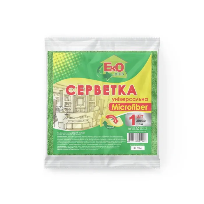 Салфетка микрофибра универсальная 30х30 1 шт ЕКО+ (ec.21224) - Фото 2