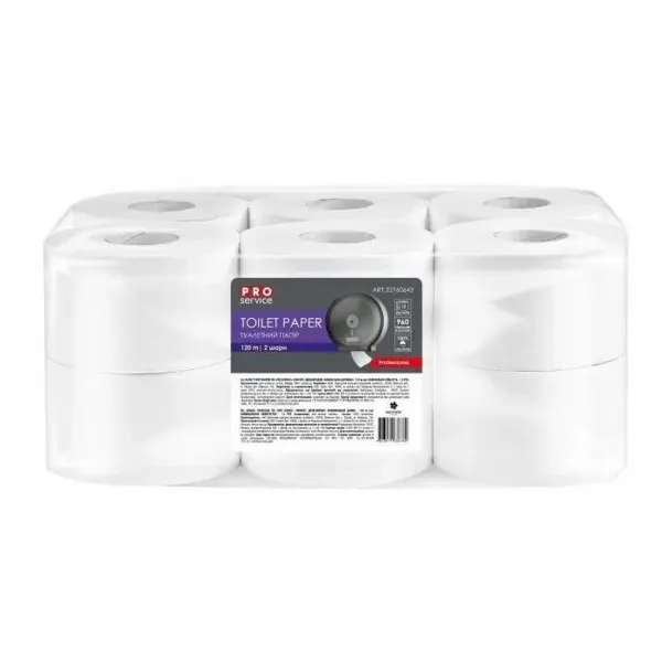 Бумага туалетная двухслойная 90 м, 12 рулонов TJ 033 PRO service (32760639)