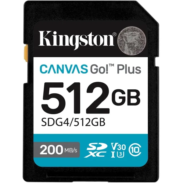 Карта памяти 512GB SD C10 UHS-I U3 V30 R200/W160MB/s Kingston (SDG4/512GB)