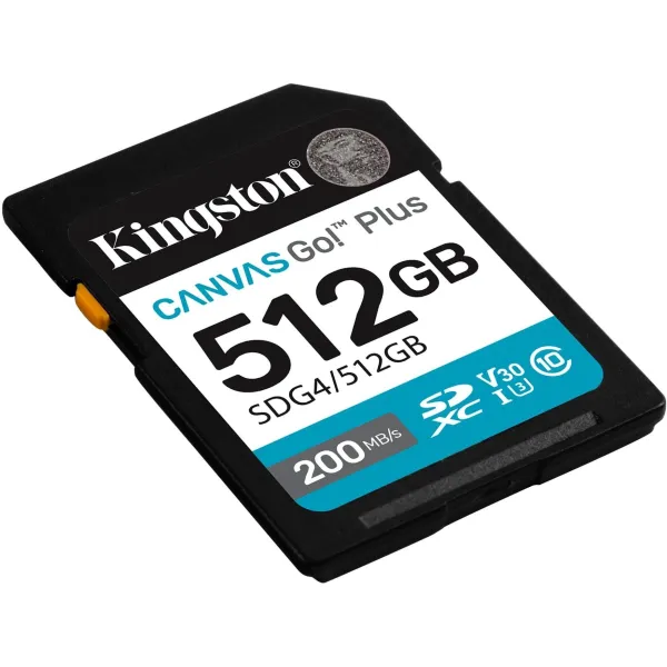 Карта памяти 512GB SD C10 UHS-I U3 V30 R200/W160MB/s Kingston (SDG4/512GB) - Фото 1