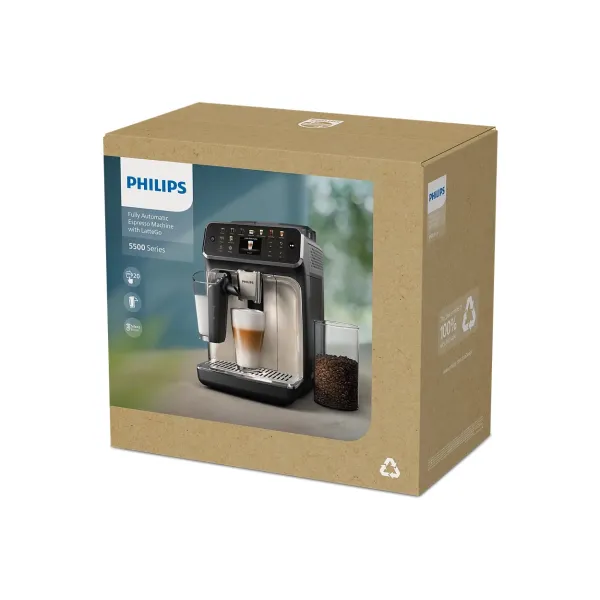 Кофемашина Series 5500, 1.8л, зерно+мол., автомат.капуч, дисплей, авторецептов -22, холодн. кафе, серебристо-черный Philips (EP5544/50) - Фото 5