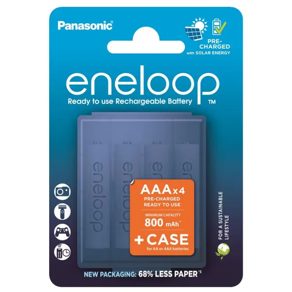 Акумулятор AAA 800 мАч NI-MH Eneloop з кейсом для зберігання 4 шт Panasonic (BK-4MCDEC4CP) - Фото 5