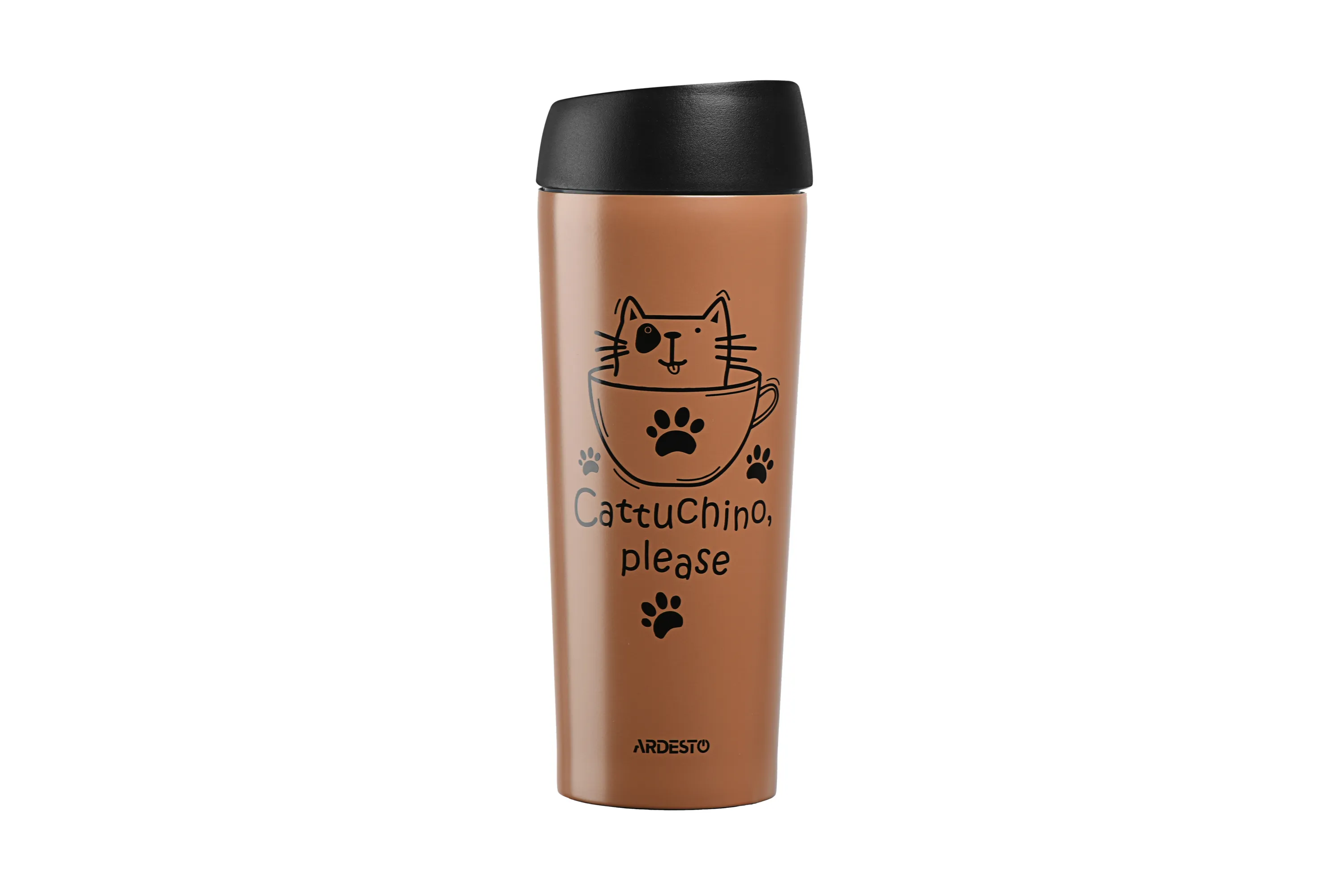 Термокружка Coffee time Cat, 450мл, світло-коричнева Ardesto (AR2645DMM) - Фото 3