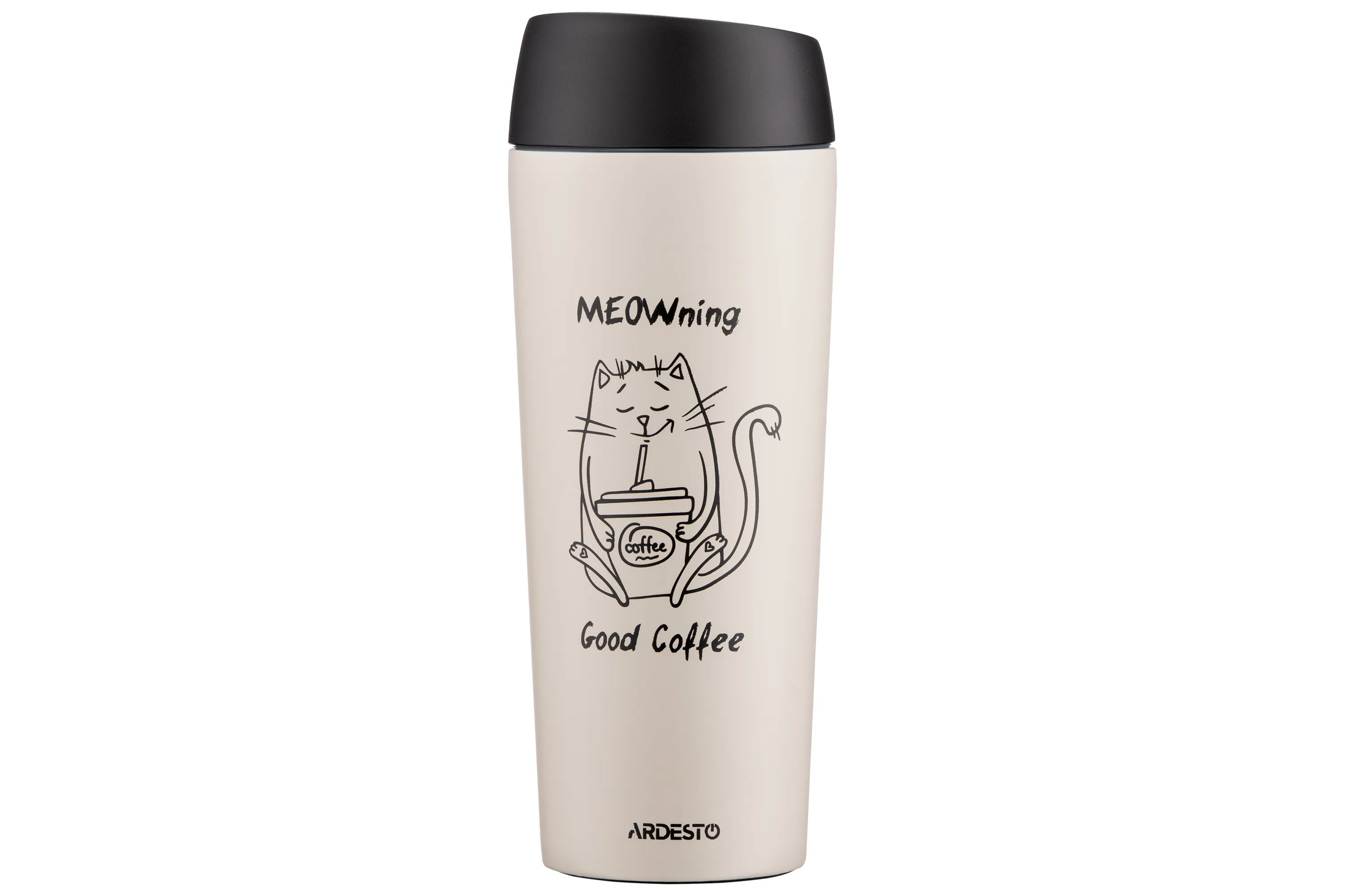 Термочашка Coffee Time Meowning, 450мл, бежевая Ardesto (AR2645WC) Термочашка Coffee Time Meowning, 450мл, бежевая Ardesto (AR2645WC)