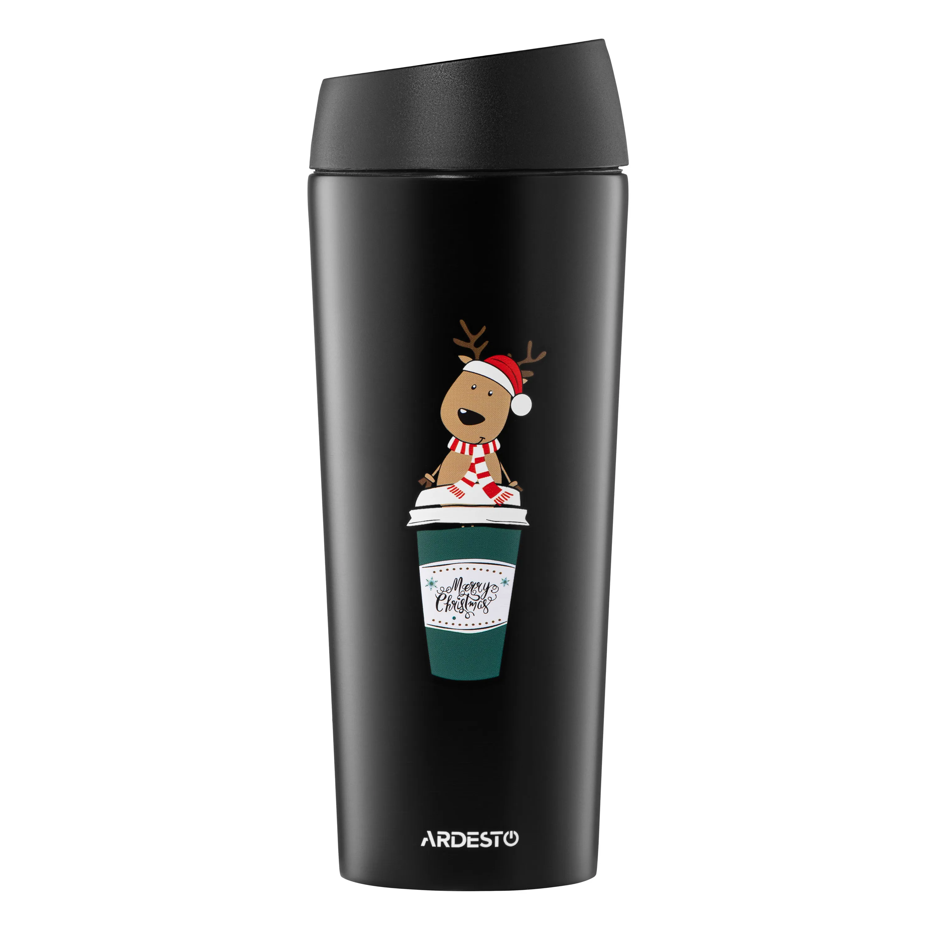 Термочашка Coffee Time Christmas Reindeer 450мл, чорная Ardesto (AR2645RN) Термочашка Coffee Time Christmas Reindeer 450мл, чорная Ardesto (AR2645RN)