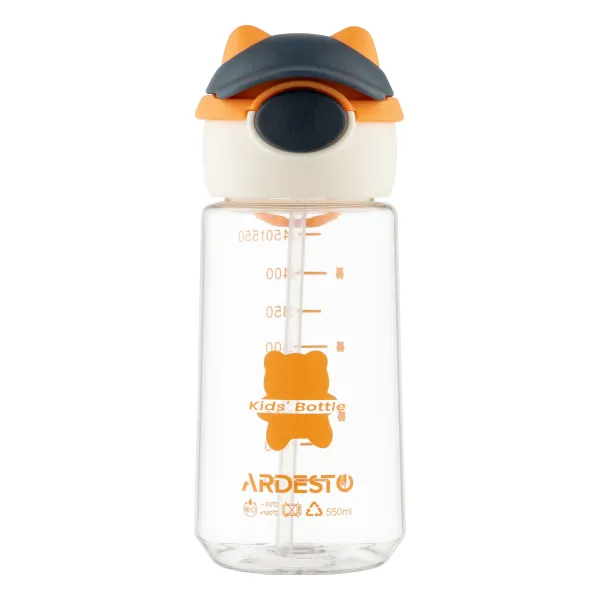 Бутылка для воды Ardesto 550 мл оранжевая Bear (AR2255BO) - Фото 3