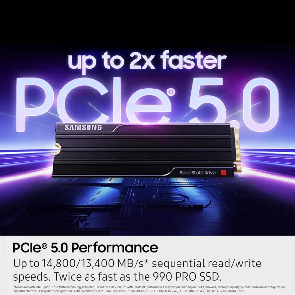 Накопитель SSD  M.2 1TB PCIe 5.0 9100PRO+ радиатор Samsung (MZ-VAP1T0CW) - Фото 2