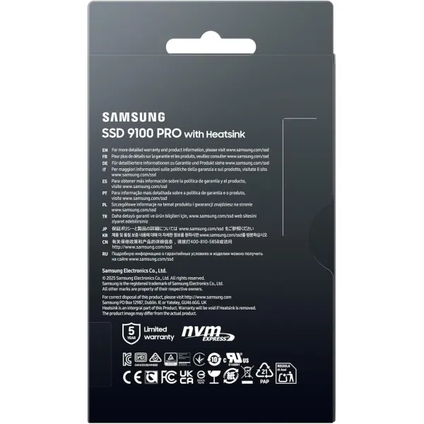Накопитель SSD  M.2 1TB PCIe 5.0 9100PRO+ радиатор Samsung (MZ-VAP1T0CW) - Фото 8