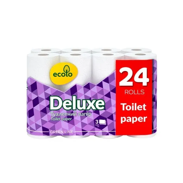 Папір туалетний Deluxe 24 рулони, 3 шари, білий Ruta Ecolo (58770431)