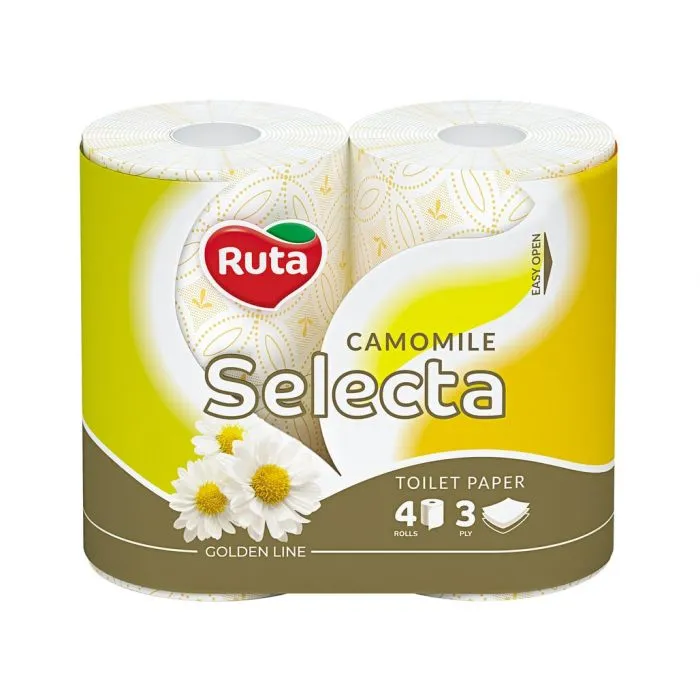 Папір туалетний 4 рулони, 3 шари, білий ромашка Ruta Selecta (58768979) - Фото 3