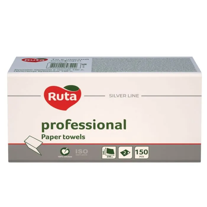 Папір туалетний ПП V-складання, 20х10,5, 150 арк, 2 шари Ruta Professional (58769216) Папір туалетний ПП V-складання, 20х10,5, 150 арк, 2 шари Ruta Professional (58769216)
