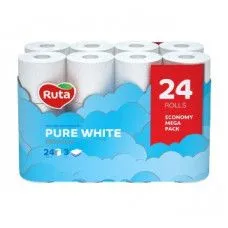 Папір туалетний Pure White 24 рулони, 3 шари, білий Ruta (58768990) Папір туалетний Pure White 24 рулони, 3 шари, білий Ruta (58768990)