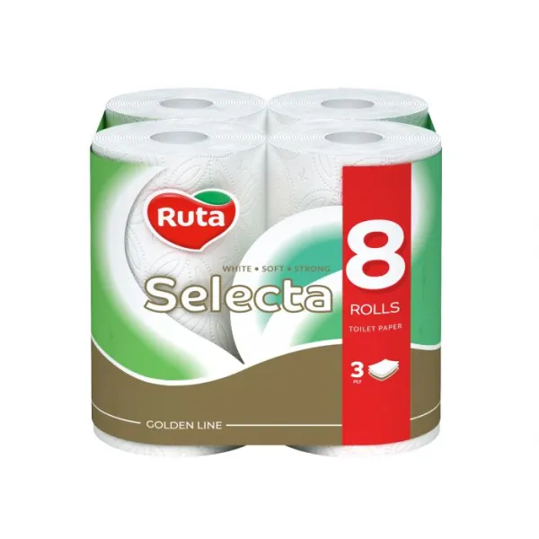 Бумага туалетная 8 рулона, 3 слоя, белая Ruta Selecta (58768982)