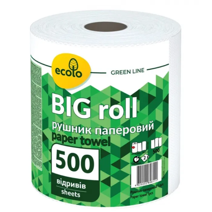 Рушники паперові Big Roll 1 рулон, 2 шари, білі Ruta Ecolo (58769922) Рушники паперові Big Roll 1 рулон, 2 шари, білі Ruta Ecolo (58769922)