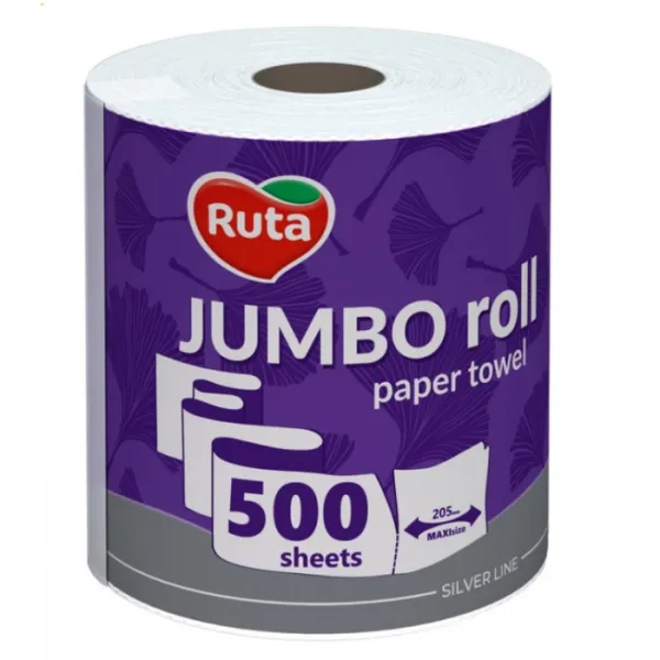 Полотенца бумажные JUMBO 1 рулон, 2 слоя, белый, 500 отрывов Ruta (58769652)