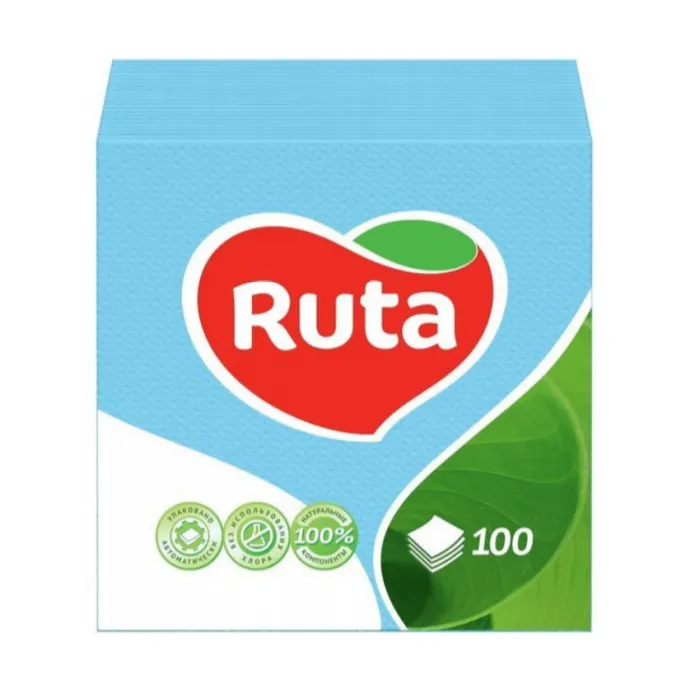 Салфетки 24х24, 100 л, 1 слой, голубые Ruta (58769065) Салфетки 24х24, 100 л, 1 слой, голубые Ruta (58769065)