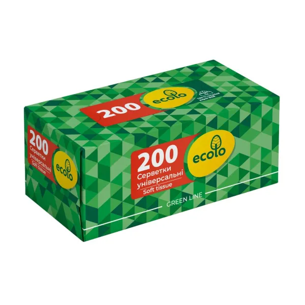 Салфетки косметические 200 л, 2 слоя, белый пенал, 3 пач/уп Ruta Ecolo (58770217)