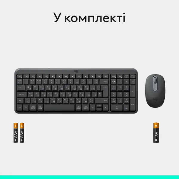 Комплект клавиатура и мышь беспроводной MK250 Combo, UA, графитовый Logitech (920-013823) - Фото 1