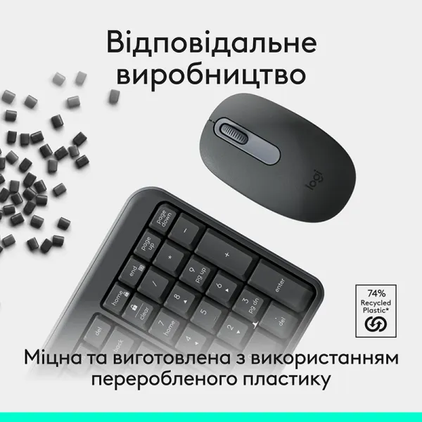 Комплект клавиатура и мышь беспроводной MK250 Combo, UA, графитовый Logitech (920-013823) - Фото 3