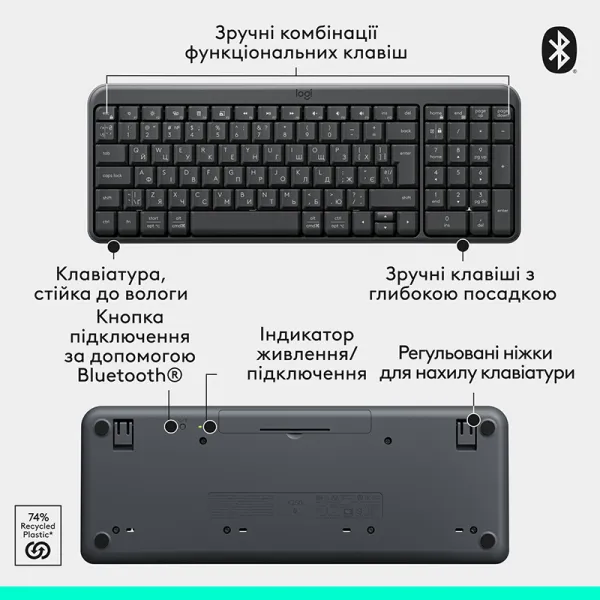 Комплект клавиатура и мышь беспроводной MK250 Combo, UA, графитовый Logitech (920-013823) - Фото 5