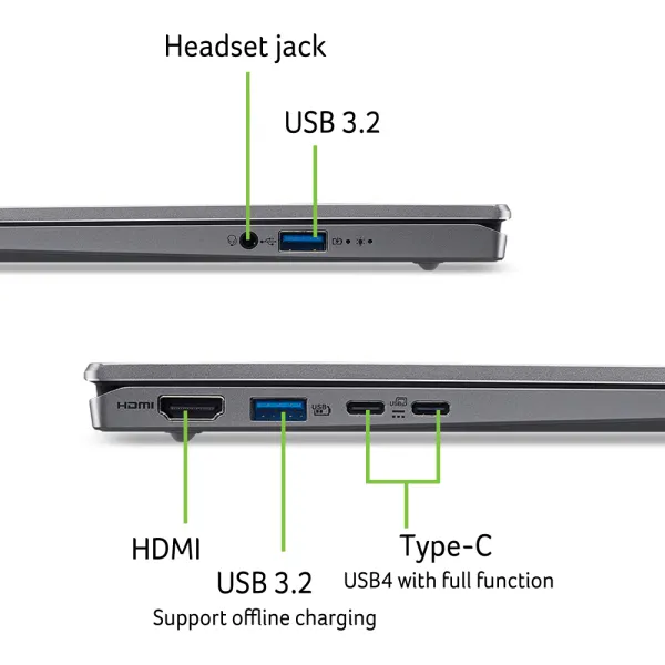 Ноутбук Swift Go 14 SFG14-64 14" WUXGA OLED, AMD R7-350, 32GB, F1TB, UMA, Win11, сріблястий Acer (NX.JDAEU.001) - Фото 3