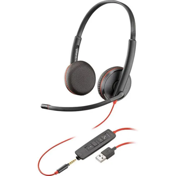 Гарнитура компьютерная стерео USB-A 3.5 mini-jack On-ear Blackwire 3225 HS, чёрная Poly (80S11AA)