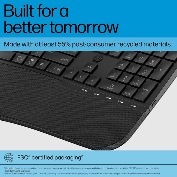 Клавиатура беспроводная BT мембранная 680 Comfort Dual-Mode, EN/UK, чёрная HP (8T6L8AA) - Фото 4
