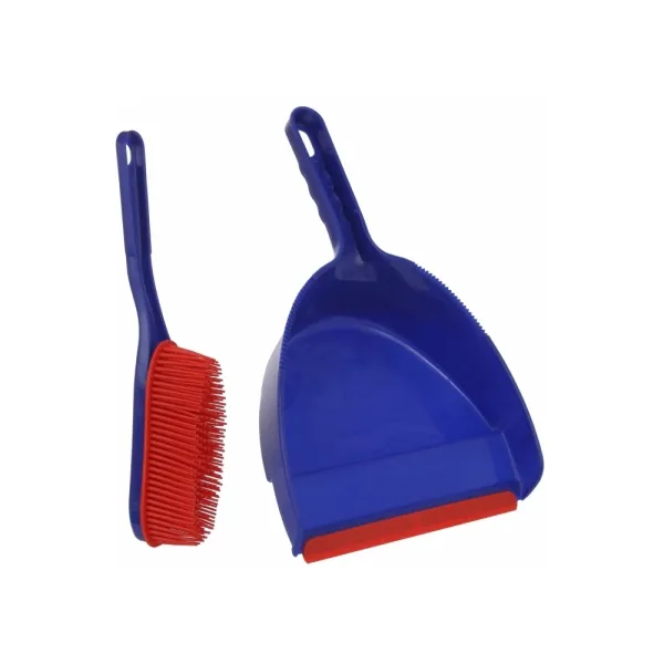 Набір для прибирання - щітка з гумовим ворсом та совок 23 см синій Optima Cleaning (O73014) - Фото 2