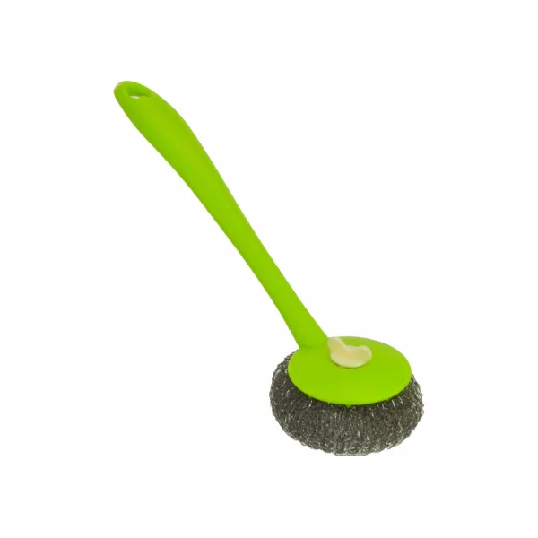 Стальная щетка-скребок для посуды, зеленая Economix Cleaning (E72717) - Фото 4
