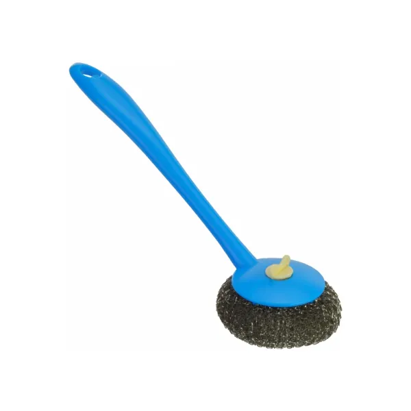 Стальная щетка-скребок для посуды, синяя Economix Cleaning (E72718) - Фото 6