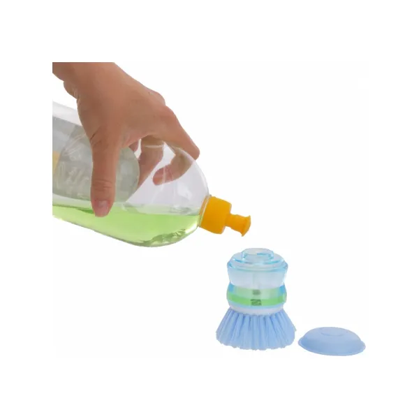 Щетка для мытья посуды с дозатором голубая Economix Cleaning (E72725) - Фото 2