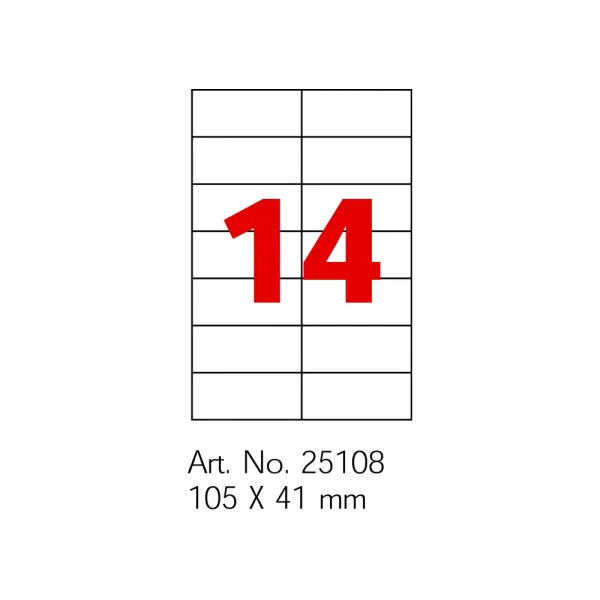 Этикетки самоклеящиеся белые, А4, 100 л/пач, на листе 14 шт Optima (O25108) - Фото 1
