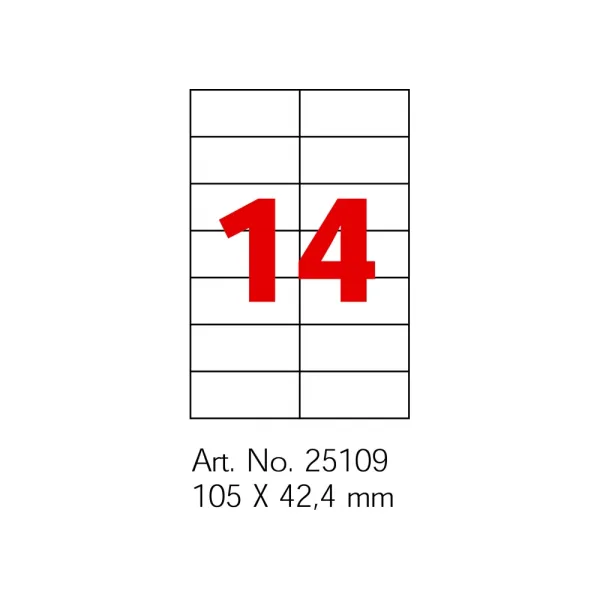 Этикетки самоклеящиеся белые, А4, 100 л/пач, на листе 14 шт Optima (O25109) - Фото 1