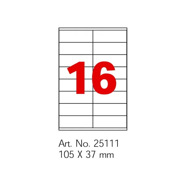 Этикетки самоклеящиеся белые, А4, 100 л/пач, на листе 16 шт Optima (O25111) - Фото 1