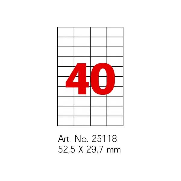 Этикетки самоклеящиеся белые, А4, 100 л/пач, на листе 40 шт Optima (O25118) - Фото 1