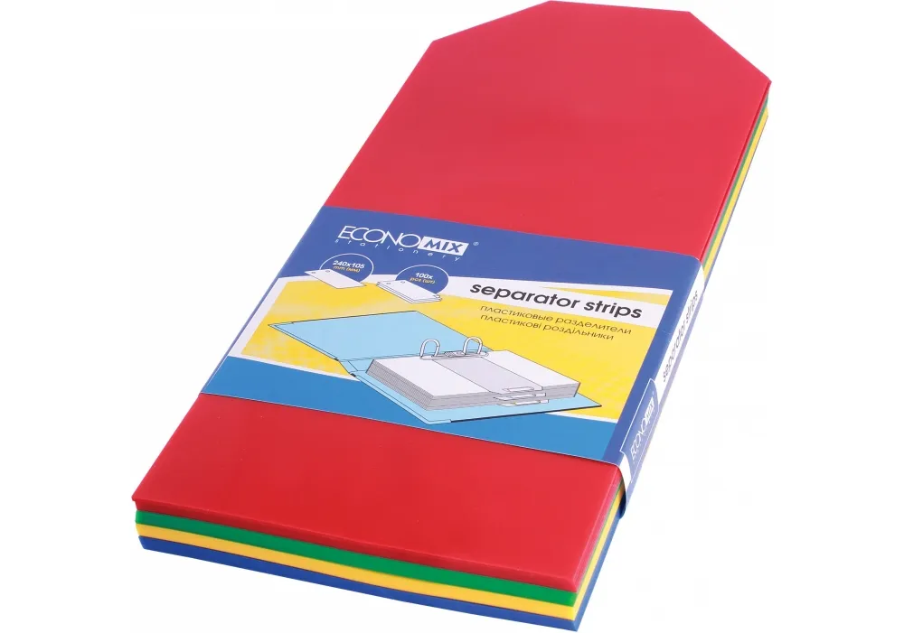 Роздільник аркушів 240х105 мм, пластик, кольоровий, 100 шт Economix (E30810) Роздільник аркушів 240х105 мм, пластик, кольоровий, 100 шт Economix (E30810)