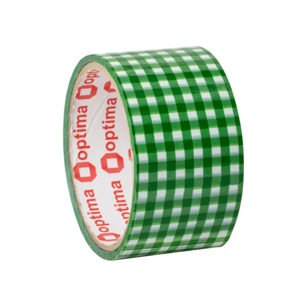 Стрічка клейка пакувальна 48 мм х 20 м, Tartan зелена Optima (O45364) - Фото 1