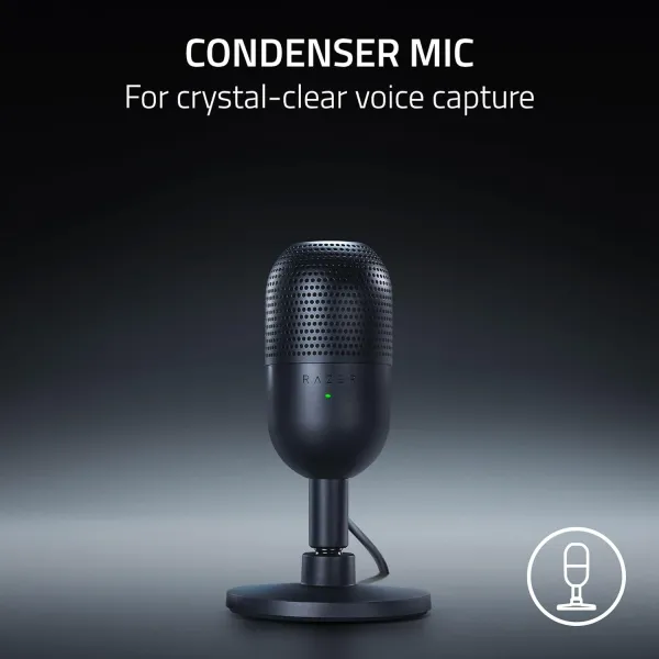 Микрофон USB-A геймерский Seiren V3 Mini, Omni, чёрный Razer (RZ19-05050100-R3M1) - Фото 4