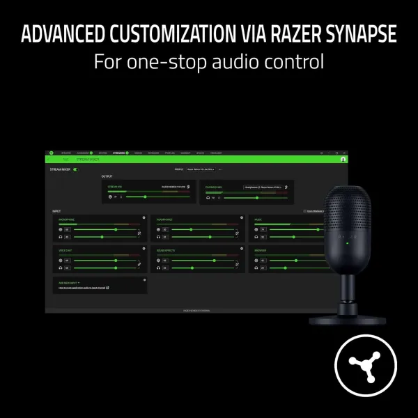 Микрофон USB-A геймерский Seiren V3 Mini, Omni, чёрный Razer (RZ19-05050100-R3M1) - Фото 6