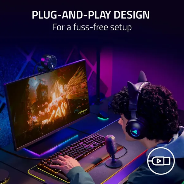 Микрофон USB-A геймерский Seiren V3 Mini, Omni, чёрный Razer (RZ19-05050100-R3M1) - Фото 8