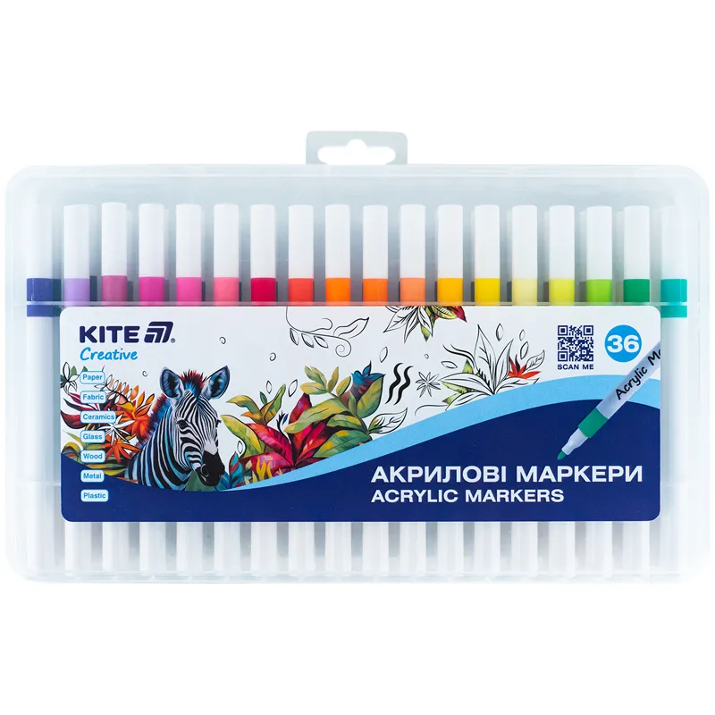 Маркеры акриловые, набор 36 шт Kite (K-1158) Маркеры акриловые, набор 36 шт Kite (K-1158)