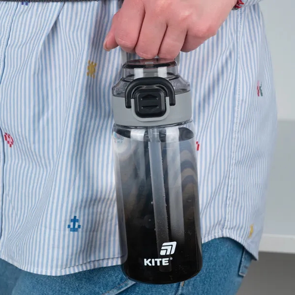 Пляшечка для води Kite 600 мл чорна, тританова (K25-1212-1) - Фото 4