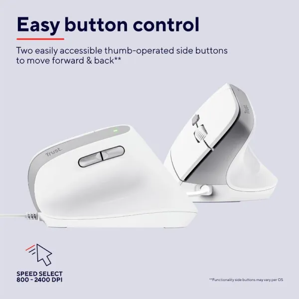 Мышь USB-A Bayo 2 Ergonomic, белая Trust (25397_TRUST) - Фото 3
