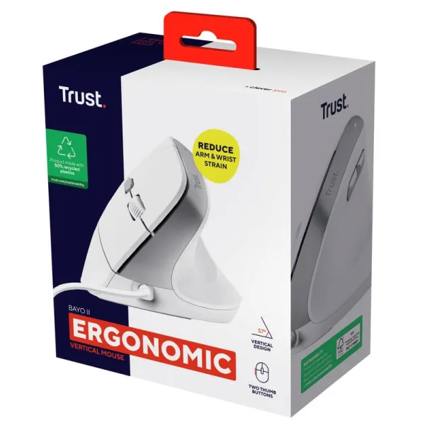 Мышь USB-A Bayo 2 Ergonomic, белая Trust (25397_TRUST) - Фото 11