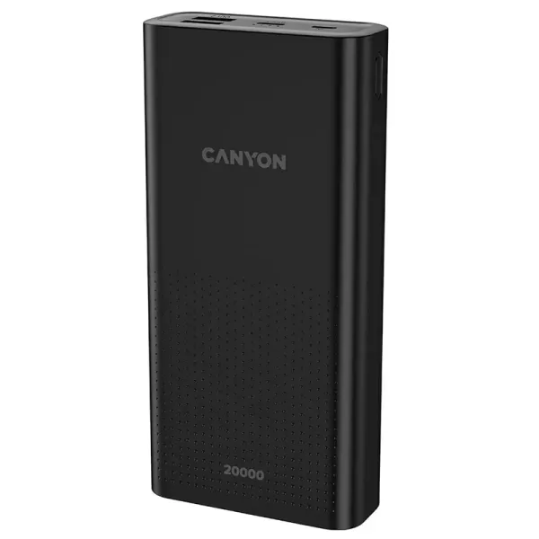 Акумулятор зовнішній Power Bank 20000 mAh PB-2001, чорний Canyon (CNE-CPB2001B) - Фото 1