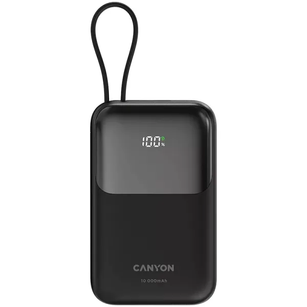 Акумулятор зовнішіній Power Bank 10000 mAh OnPower 101 built-in cable PD 22.5W, чорний Canyon (CNS-CPB101BK) - Фото 12