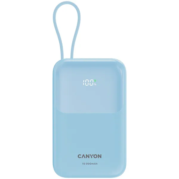 Акумулятор зовнішінй Power Bank 10000 mAh OnPower 101 built-in cable PD 22.5W, синій Canyon (CNS-CPB101BL)